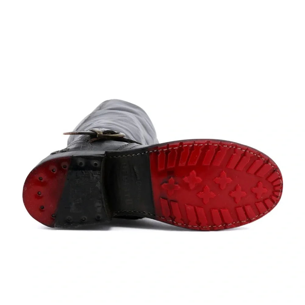 BED|STU Glaye Women's Black Rustic Brown Leather Tall Boots - Picture 5 of 6